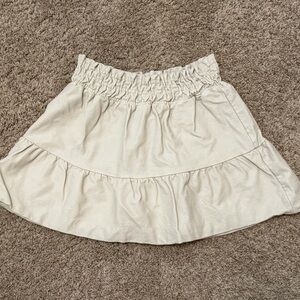 Anthropologie Elegant Cream Women's Faux Leather Skirt